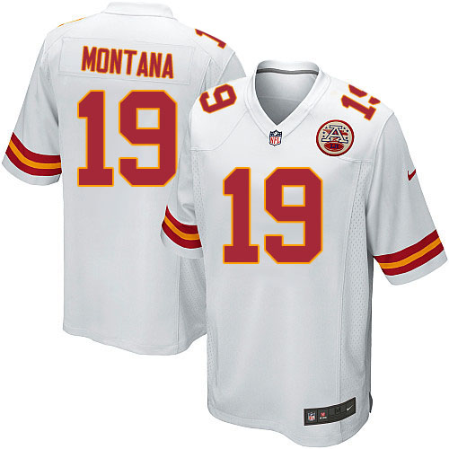 Men's Game Joe Montana Nike Jersey White Road - #19 NFL Kansas City Chiefs